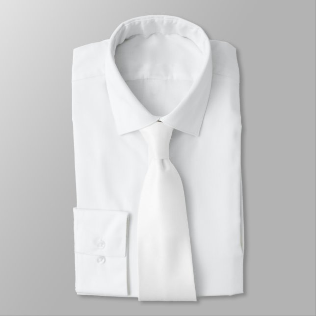 White Classic Plain And Simple Solid Color Neck Tie (Tied)