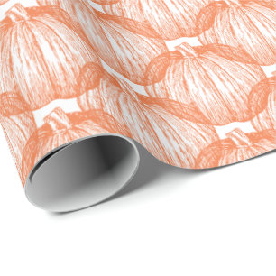 White Classic Pumpkin Wrapping Paper