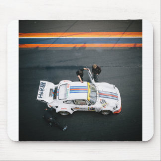 White classic race car mouse pad