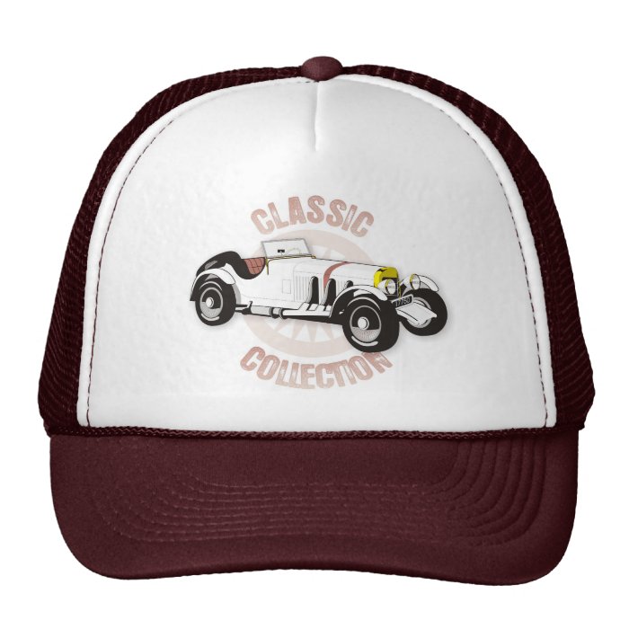 White classic racing car hats