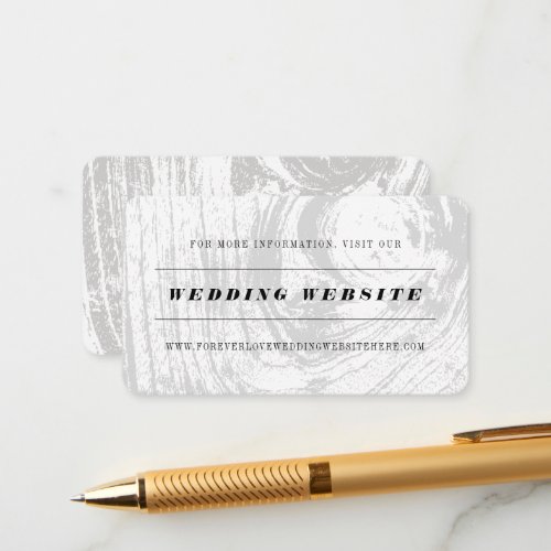 White Classic Rustic Woodgrain Wedding Website QR  Enclosure Card