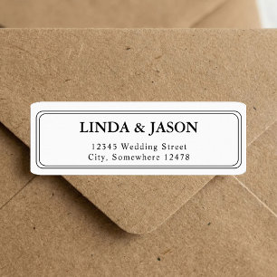White Classic Script Wedding Return Address Label