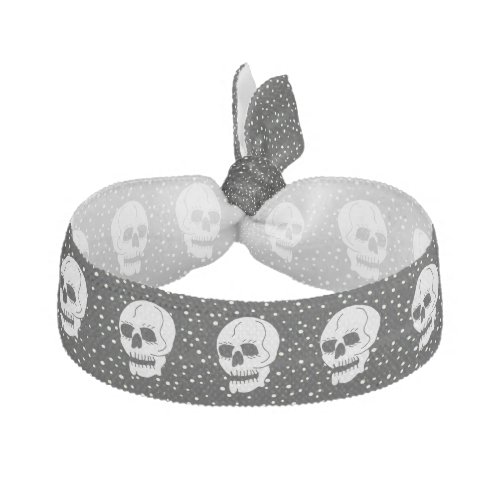 White Classic Skull Halloween Goth Elastic Hair Tie