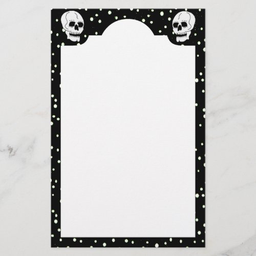 White Classic Skull Halloween Goth Stationery