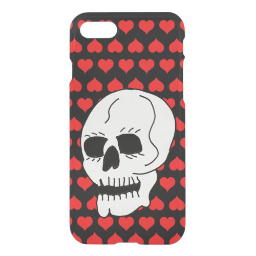 White Classic Skull Red Hearts iPhone SE87 Case