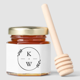 White Classic Wedding Monogram Honey Jar Favors
