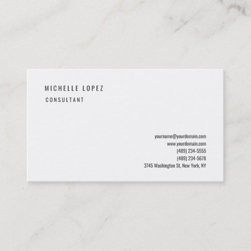 White Classical Elegant Plain Professional Business Card