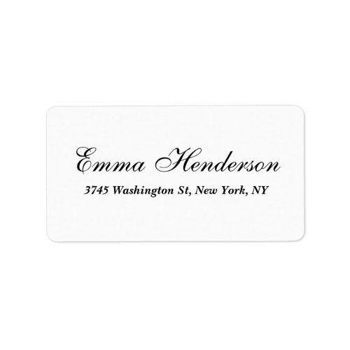 White Classical Professional Elegant Script Text Label