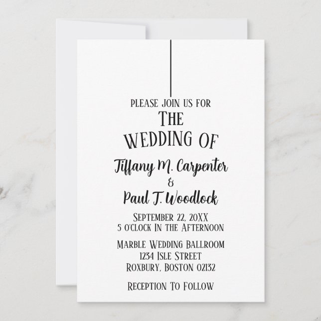 White Classy Minimalist Wedding Invitation (Front)