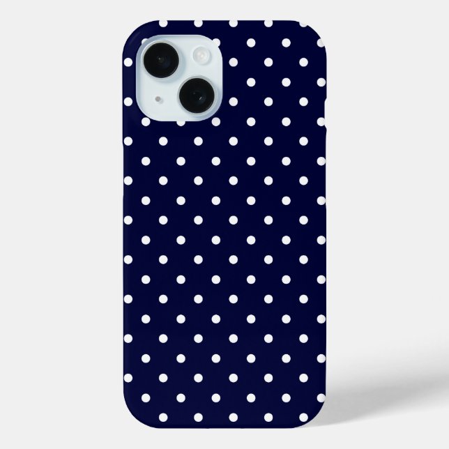 White Classy Polka Dot Pattern On Navy Blue  Case-Mate iPhone Case (Back)