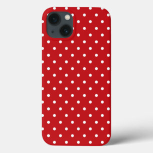 White Classy Polka Dots Pattern On Festive Red  iPhone 13 Case