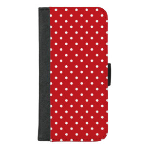 White Classy Polka Dots Pattern On Festive Red iPhone 8/7 Plus Wallet Case
