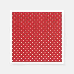 White Classy Polka Dots Pattern On Festive Red Napkins