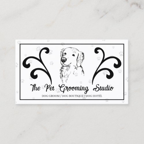 White Classy Style Pet Dog Golden Retriever Business Card