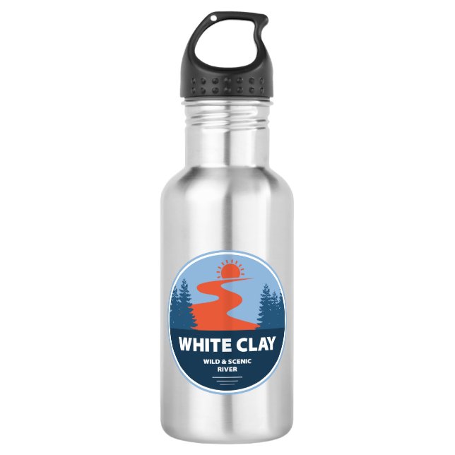 White Clay Wild And Scenic River Stainless Steel Water Bottle (Front)