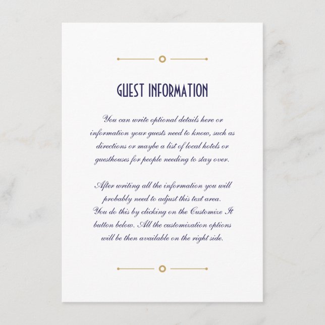 White Clean Nautical Wedding Insert Card (Front)
