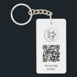 White Clean Simple QR Code Logo Business Keychain<br><div class="desc">White Clean Simple QR Code Logo Business Keychain</div>