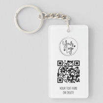 White Clean Simple QR Code Logo Business Keychain