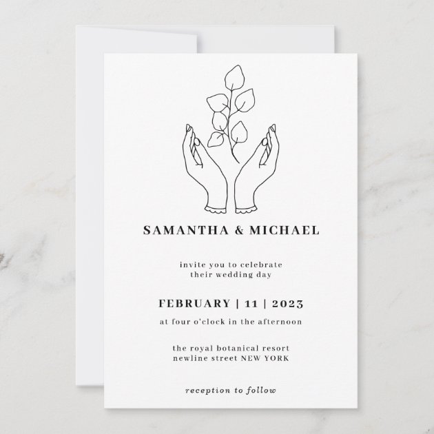 White Clear Hands Flower Praying Invitation