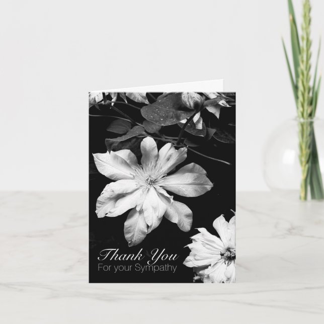White Clematis 1 Sympathy Thank You Note Card (Front)