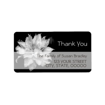White Clematis Family Thank You Label 3 by InMemory at Zazzle