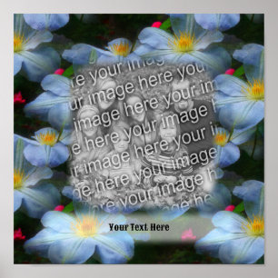 White Clematis Flower Frame Create Your Own Photo Poster