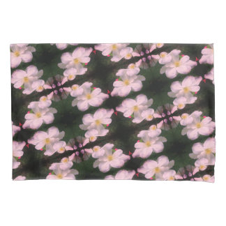 White Clematis Flower Pair Abstract Floral Pattern Pillow Case