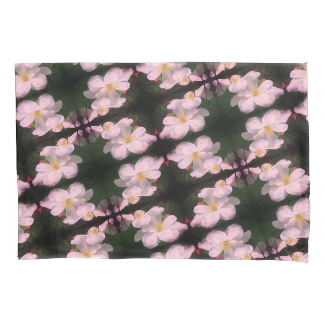 White Clematis Flower Pair Abstract Floral Pattern Pillow Case (Front)