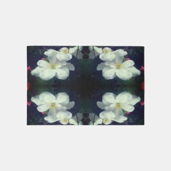 White Clematis Flower Pair Abstract  Rug by SmilinEyesTreasures at Zazzle