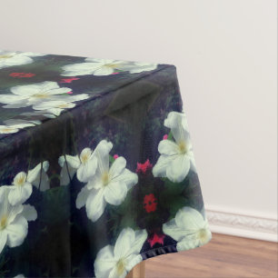 White Clematis Flower Pair Abstract Tablecloth
