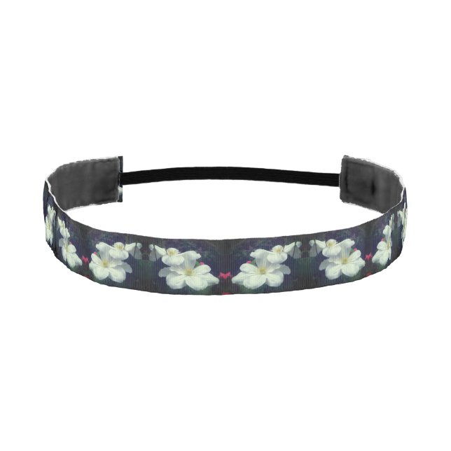 White Clematis Flower Pair  Athletic Headband (Front)