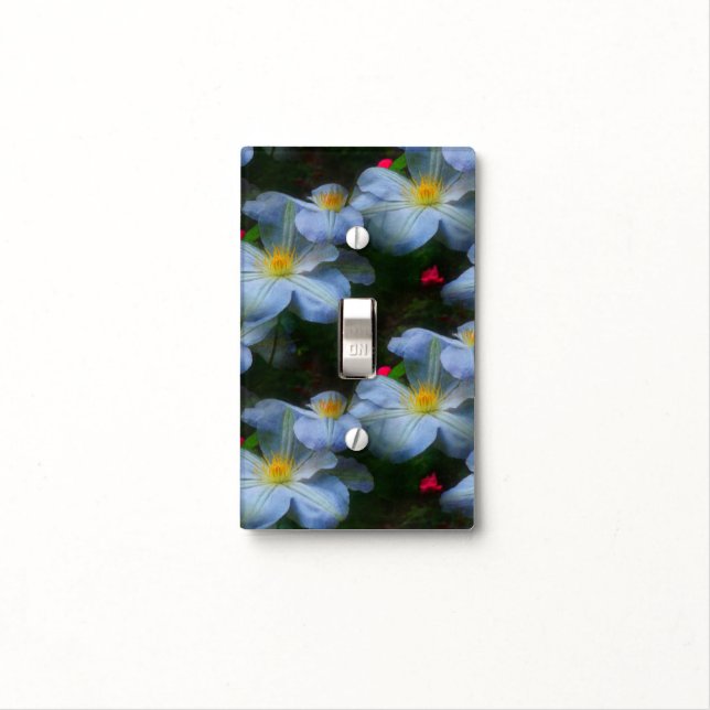 White Clematis Flower Pattern Nature Light Switch Cover (In Situ)