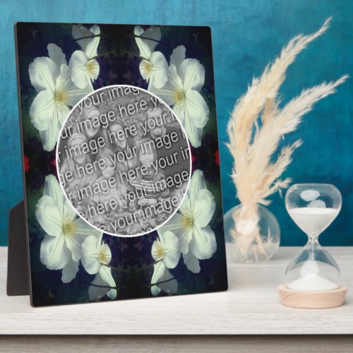White Clematis Flowers Add Your Own Photo Plaque