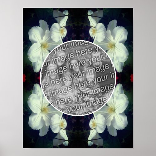 White Clematis Flowers Frame Create Your Own Photo Poster