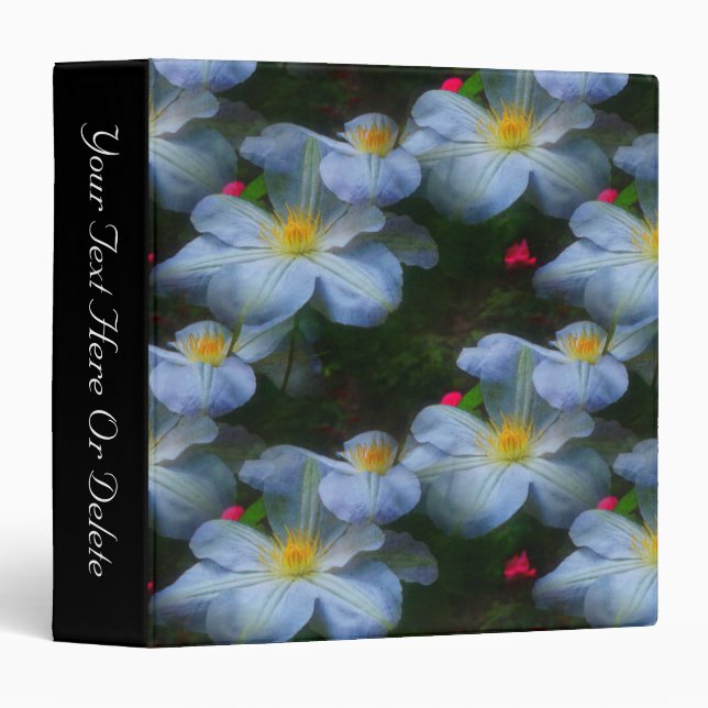 White Clematis Flowers Personalized Binder (Front/Spine)