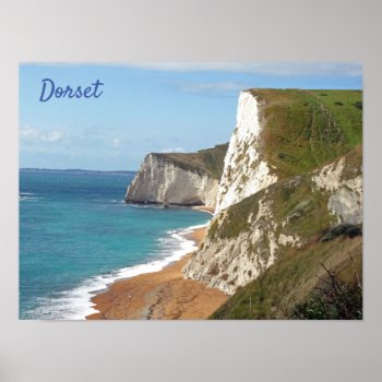 White Cliffs Along Jurassic Coast  Dorset  England Poster by judgeart at Zazzle
