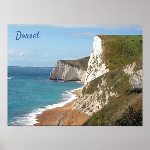 White Cliffs along Jurassic Coast Dorset England Poster
