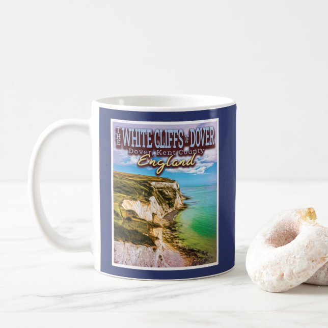 WHITE CLIFFS OF DOVER - DOVER KENT ENGLAND  COFFEE MUG (With Donut)