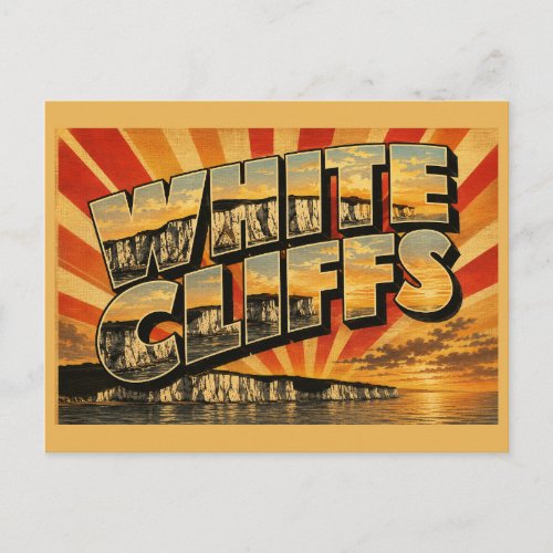 White Cliffs of Dover England Vintage Travel Art Postcard