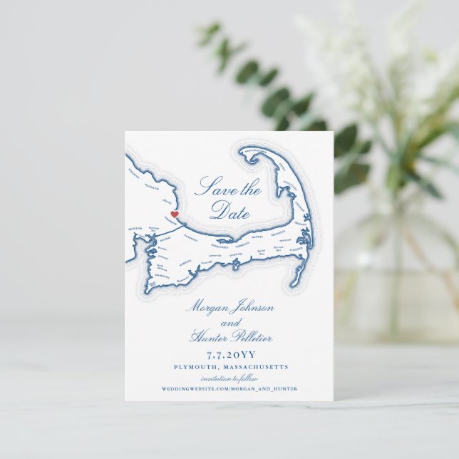 White Cliffs Plymouth Cape Cod Wedding Save The Date (Standing Front)