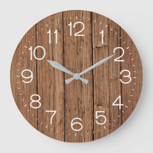 White Clock Dial on Oak Wood