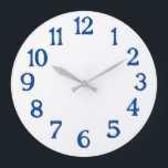 White Clock with Blue Numbers Basic Large Clock<br><div class="desc">This clock is perfect for your beach house or white and blue decor!</div>