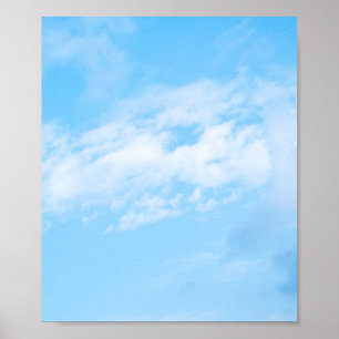 White cloud on blue sky background poster