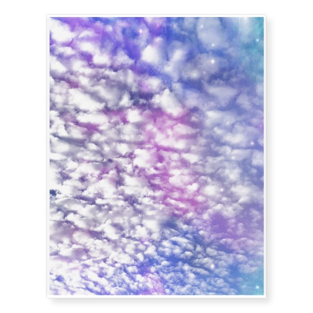 White Cloud with Blue Sky Space Temporary Tattoos (Front)