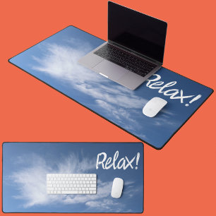 White Clouds and Blue Sky Modern Photo Typography Desk Mat