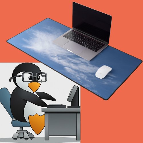 White Clouds and Blue Sky Modern Photographic Desk Mat