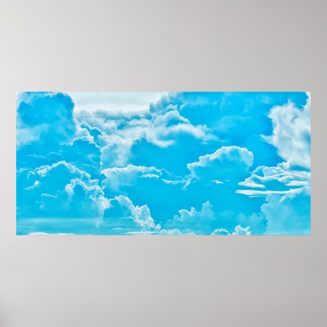 white clouds and bright blue sky background,  pano poster (Front)