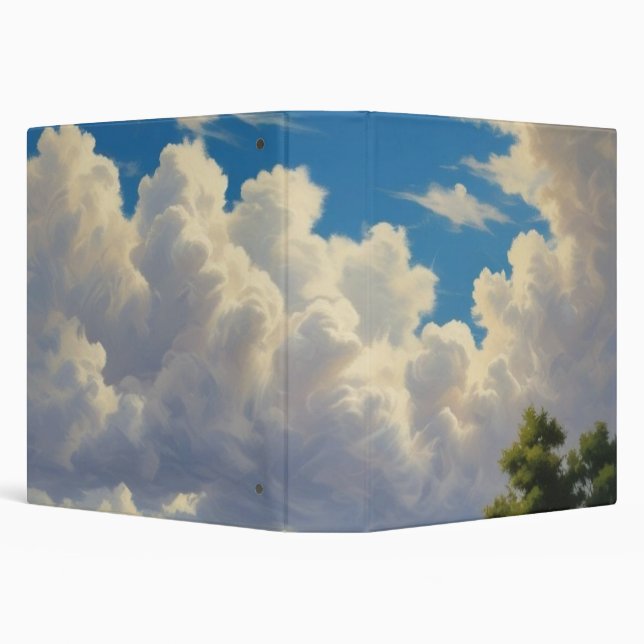 White Clouds and Clear Blue Sky 3 Ring Binder (Background)