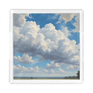 White Clouds and Clear Blue Sky Acrylic Tray