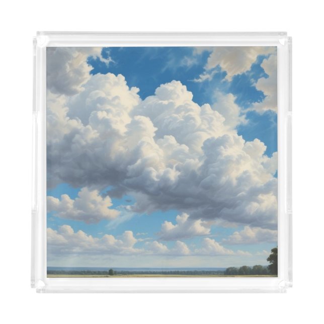 White Clouds and Clear Blue Sky Acrylic Tray (Front)